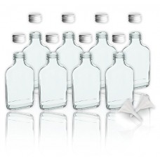 8 bouteilles en verre 100 ml avec bouchon Couvercle + 2 Mini Entonnoir/10 cl Bouteilles en verre vides à remplir vous-même/abfüllen Sample bouteilles pour huiles  Whisky  Whiskey  Rhum etc. - B018G6FTW8